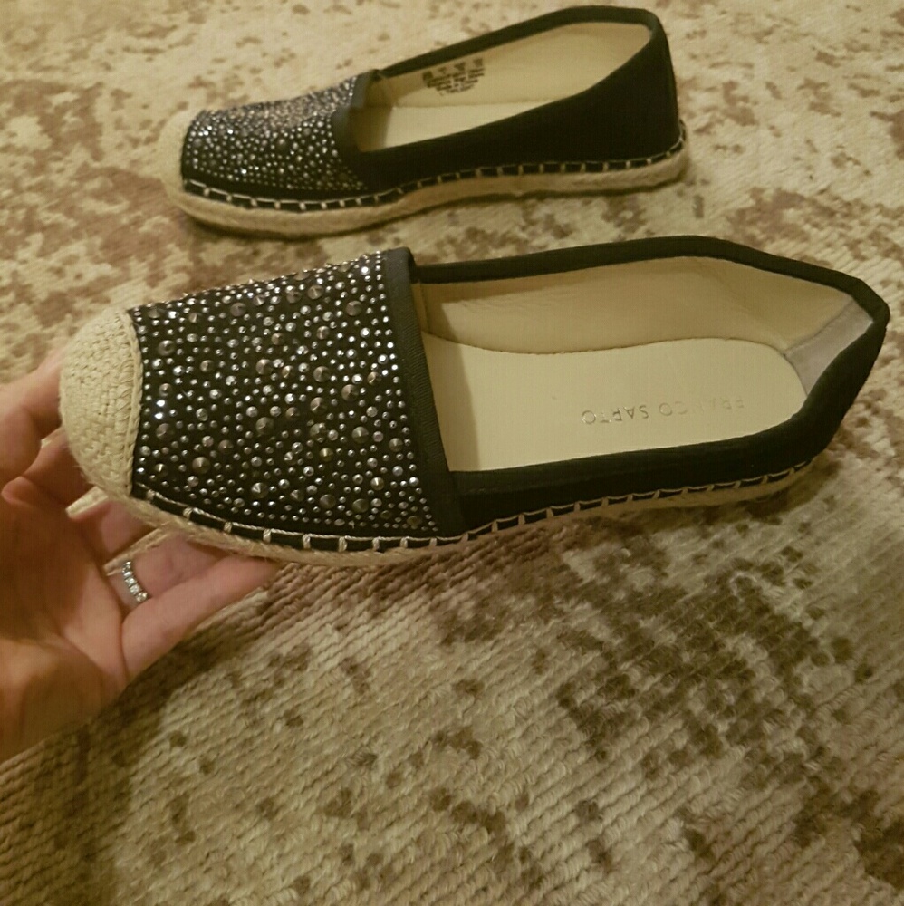 New, unused black Franco Sarto espadrille flats